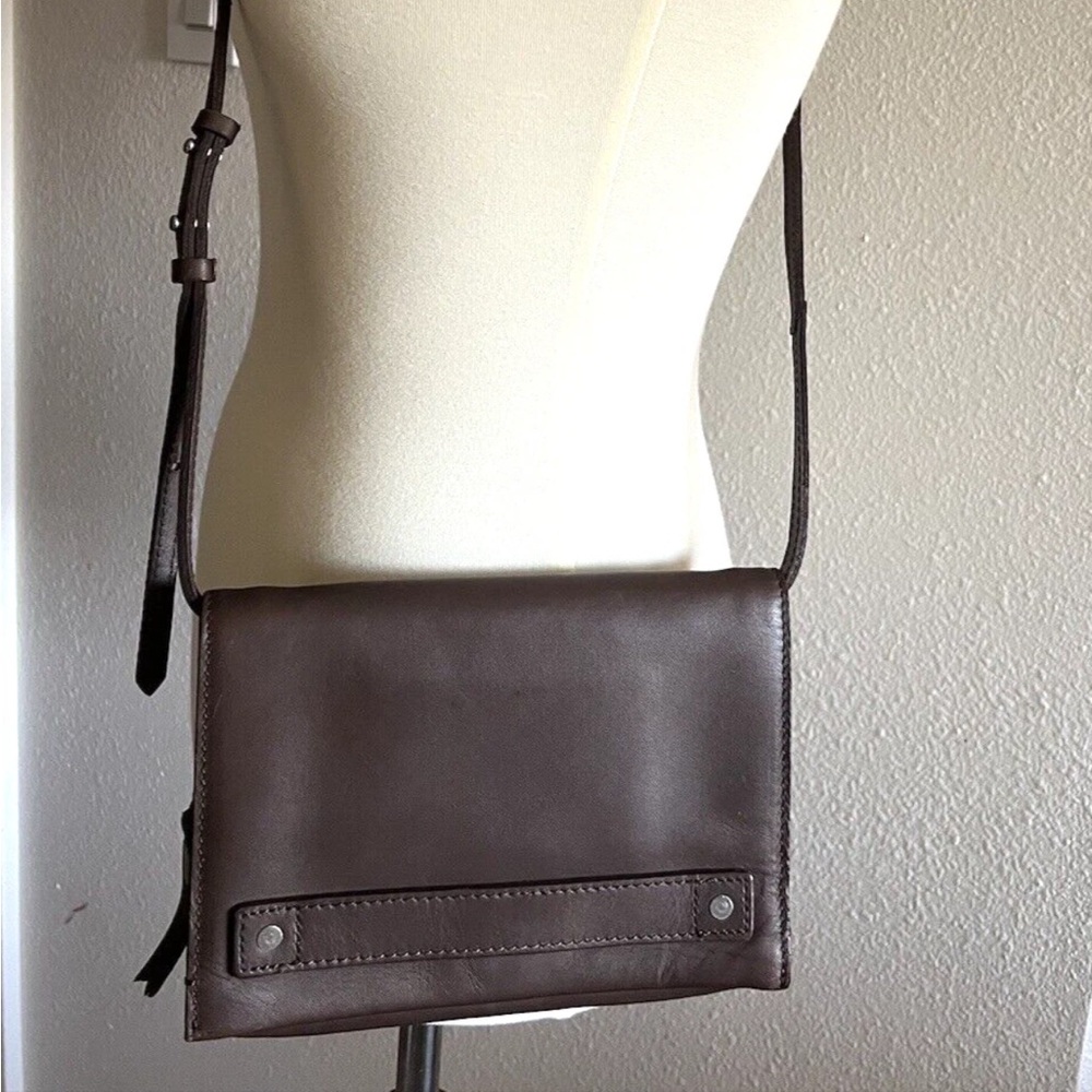 Madewell The Morgan Small Brown Leather Flap Clutch Crossbody Bag